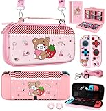 Gurgitat 8in1 Kits Accessories Bundle for Nintendo Switch OLED 2021 - Cute Carrying Case, Protective Cover...