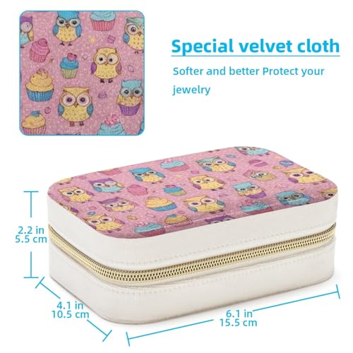 Boîte à bijoux chouette rose : mini coffret portable bagues et boucles