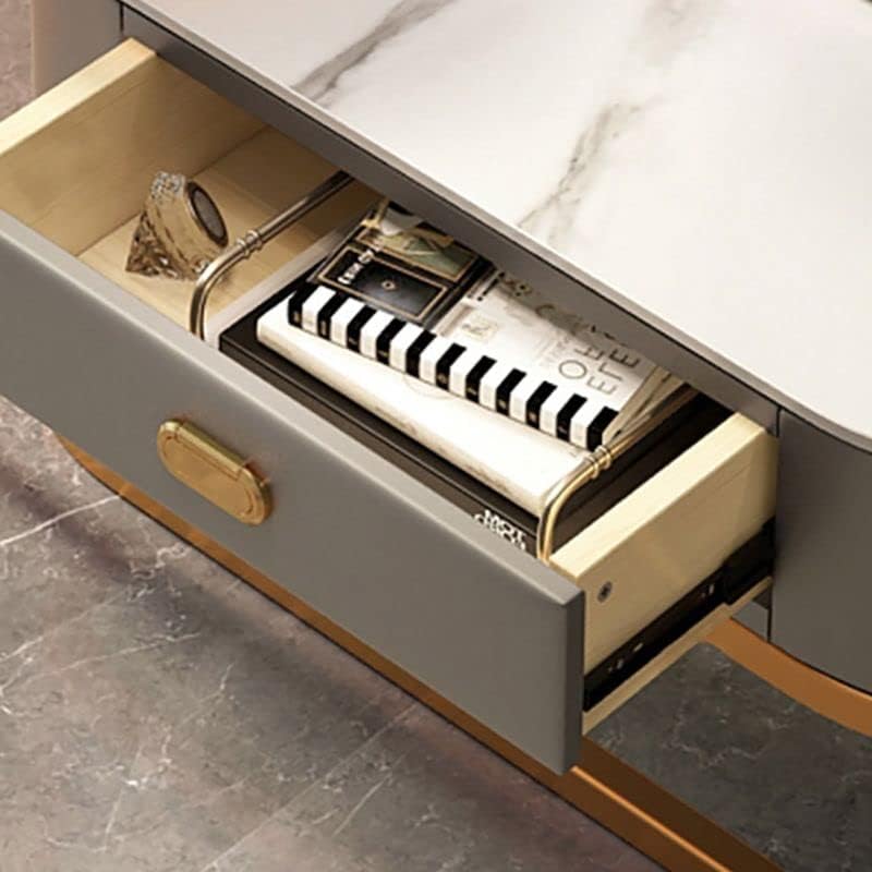 CraftThink Coffee Table, Modern Style 17.72" Tall Glam Style Coffee Cocktail Table Metal Frame 2 Nesting Coffee Table for Living Room - White Orang 28" L x 28" W x 18" H + 24" L x 24" W x 15" H