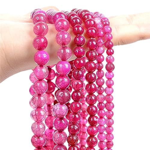 Agate veines de feu rose rouge en perles rondes d'exception pour DIY