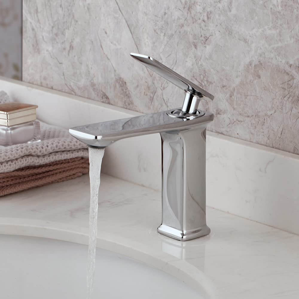 Robinet de lavabo en laiton chromé mitigeur eau chaude et froide pour vasque de salle de bain