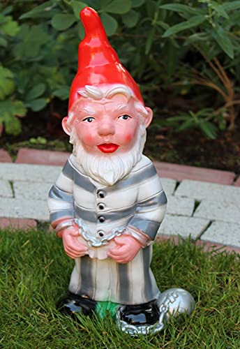 Gartenzwerg als Gefangener Sträfling Knasti Figur Zwerg H 36 cm Dekozwerg Gartenfigur aus Kunststoff Cover