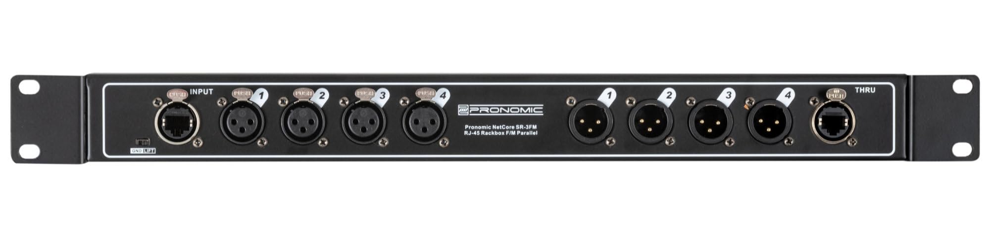 Pronomic NetCore SR-3FM Multicore-Rackbox F/M Parallel - unità rack con 4 prese XLR (female), 4 prese XLR (male) e 2 prese RJ45 - per la trasmissione di segnali analogici o digitali