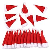 FINGOOO Mini Red Santa Hats,30 Pieces Christmas Hat for Crafts 2.8” x 5“ Small Santa Hats for Xmas Party Table Dinner Decorations