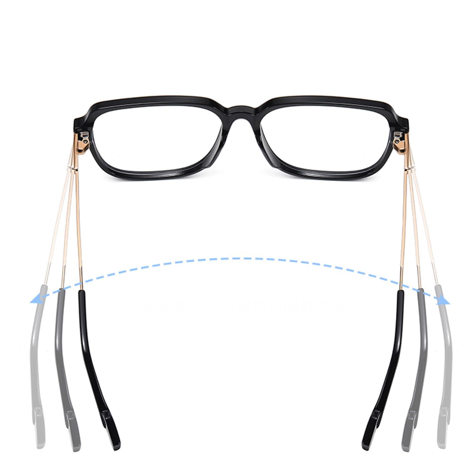 Quadratische Brillengestelle, Metallbrillen for Computer, große Lesebrille, Unisex, Nicht verschreibungspflichtige Brillen, transparente Brille(Tea)