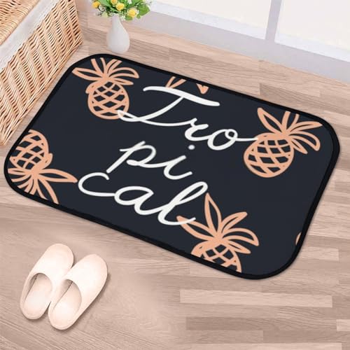 Nuansexi Bathroom Rugs Tropical Cute Pink Pineapples Floor Mats Non Slip Bathmat Doormat Tub Mat Coral Velvet Absorbent Entrance Carpet Mats Machine Washable Bedroom Decor