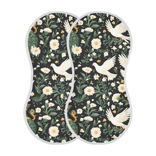 xigua White Doves Muslin Baby Burp Cloths Set of 1, Super Soft & Absorbent Burping Rags, Cotton Burp Clothes Shower Gift for Newborn, Baby Girls and Boys2