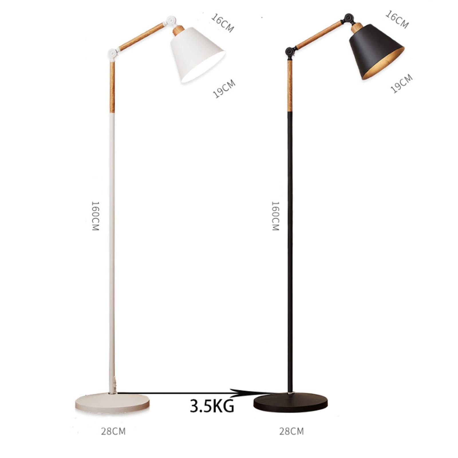 Lampen Stehlampe mit weißer und schwarzer Helligkeit (ohne Lichtquelle)(Weiß)