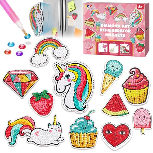 TOY Life Diamond Art Magnets Gem Art Kits for Kids 8-12 Year Old Boys and Girls Birthday Gifts Arts & Crafts DIY Creative with 12 Diamond Painting Magnets