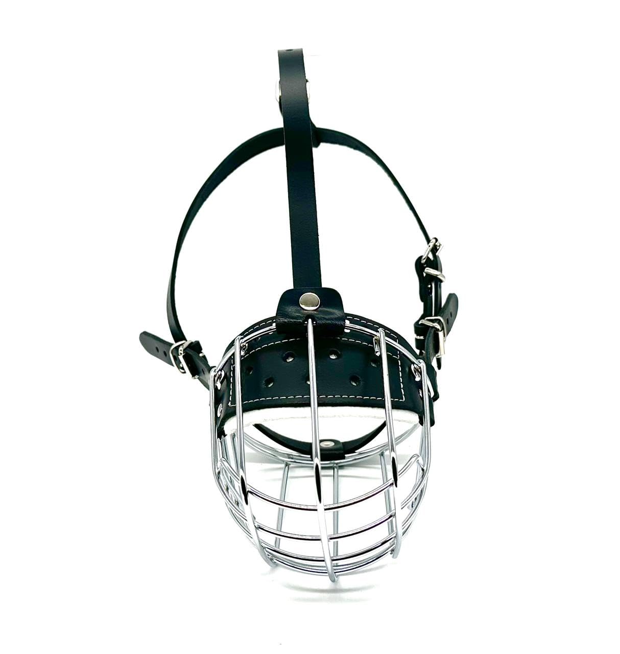 L&J Pets UK Metal Wire Basket Dog Muzzle, Polymer Coated for German Shepherd Labrador Medium Large Dogs, Safe Breathable Cage for Biting Chewing (4, Silver/Black)