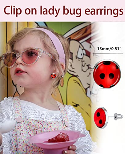 Red Ladybird Earring Studs Black Spots Silver Bug Earrings for Halloween Christmas Birthday Cosplay2