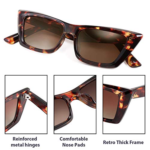 FEISEDY Small Cateye Square Polarized Sunglasses Women Classic Thick Rectangle Frame UV400 Sun Glasses B27364