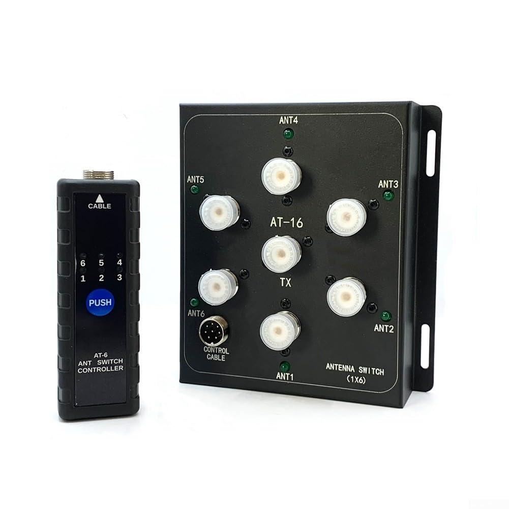 AT16 Kit interruttore antenna coassiale a 6 vie 800 W SO-239 per stazione base radio portatile 1.8-55MHz custodia telecomando
