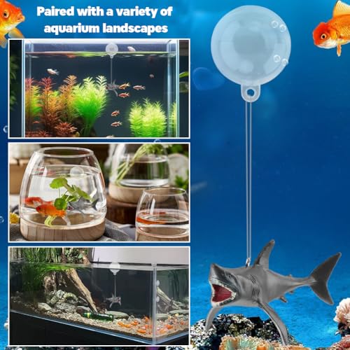 Image of Tookie 4sets Fish Tank Shark Decoration, Floating Fish Tank Figurine Mini Realistic Sharks with Water Balloon Floating Aquarium Layout Prop(as Shown)