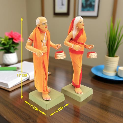 Image of Krishnanagar Handmade Clay Human Figure Gift & Decor (Brahman Brahmani)