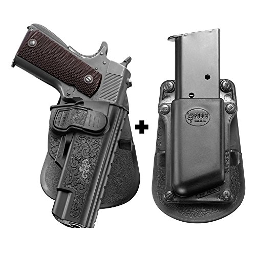 Fobus 1911CH Paddle Concealed Carry Right Hand Black Holster Most Taurus 1911 Style+3901-45 Single Magazine Pouch