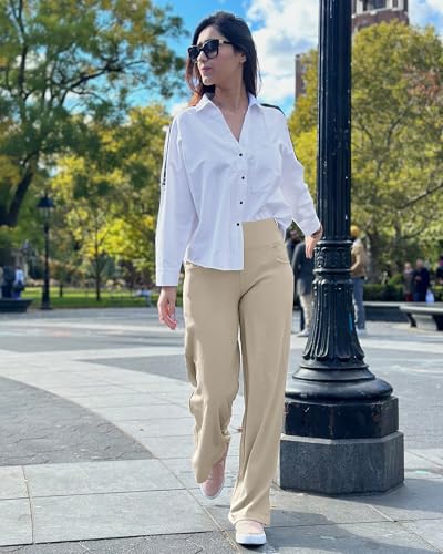 Image of Promover Wide Leg Pants Woman Yoga Pants with Pockets Stretch Loose Casual Lounge Sweatpants Petite /Regular /Tall