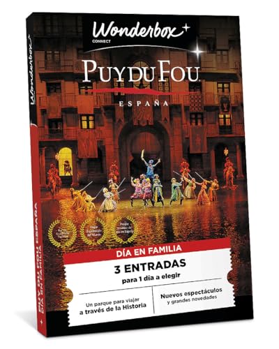 WONDERBOX Connect - Caja Regalo - PUY du FOU España - 3 entradas para 1 día - 2 Adultos y 1 Niño - Todos los espectáculos de día incluidos - Válido Durante 27 Meses