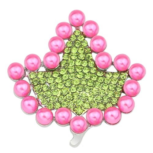 Image of Greek Sorority Paraphernalia Gift for Women Rhinestone Sorority Brooch Pin Pink Green Leaf Brooch Pin Pearl Jewelry Sisterhood Gift for Soror