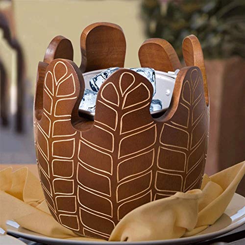 Acquire Vintage Ice Bucket, Wine Champagne Bucket Solid Wood Double Walled Beverage Barware Ice Wine Container-Brown #TOP4