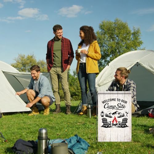 Image of Nuxovilar Camping Flag Fire Pit Garden Flag 12x18 Inches Polyester