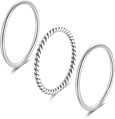 925 Sterling Silver Knuckle Rings for Women Minimalist Thin Stacking Rings Set 3PCS Midi Pinky Ring Size 2.5-8.5
