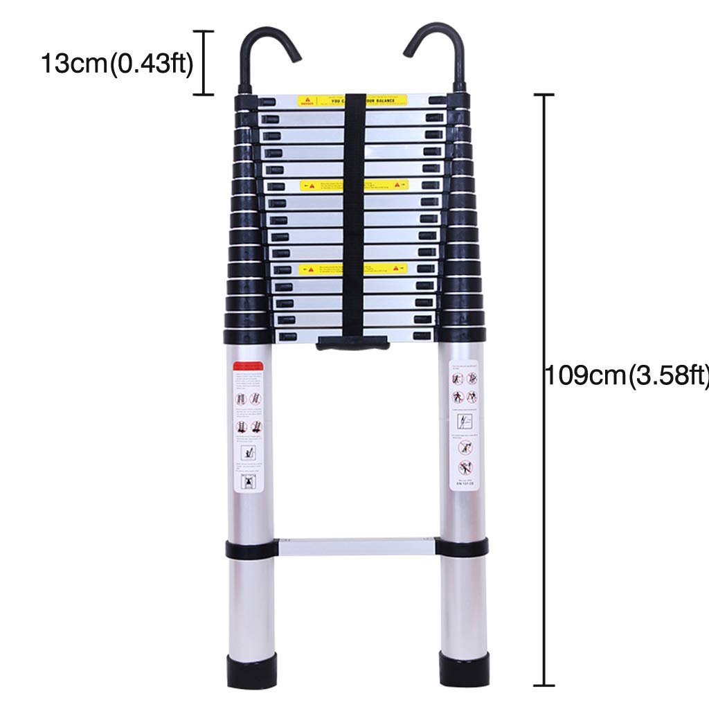 Escalera telescópica multiusos de 6,2 m, con gancho extraíble, aluminio de alta calidad, extensible, antideslizante, para escalada/oficina/loft, escalera doméstica, 150 kg de capacidad de carga
