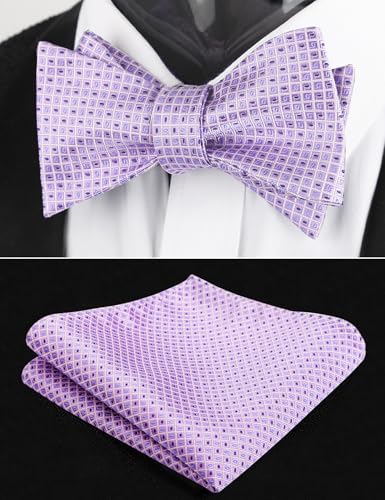 Image of Alizeal Mens 2pcs Solid Self-tied Bow Tie Set | Alizeal Mens 2pcs Self-tied Solid /Animal Bow Tie and Pocket Square Set Perfect for Wedding Business Formal Events