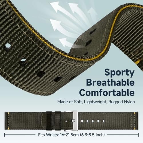 Image of WOCCI Nylon Watch Bands, Contrast Woven Design, Quick Release, Stainless Steel Buckle, Band Width 20mm 22mm 24mm 26mm