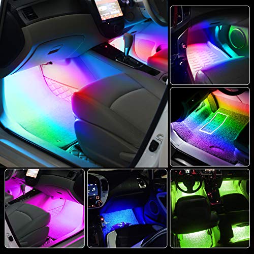 OFFROADTOWN Car LED Strip Lights, 4pcs 60 LED Interior Lights, Neon Strip Light Kit Multicolor Music Car Strip Light Under Dash Lighting Kit with Sound Active Function & App Remote Control