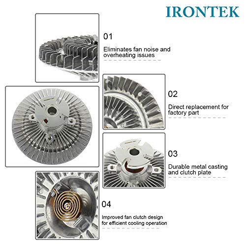 IRONTEK 2733 Engine Cooling Fan Clutch fits Ford E-150/E-250/E-350/F-150/F-250/F-350 1982-1986 Mercury Capri, 1983-1995 Ford Mustang, 1984-1986 Ford LTD, 1988-1996 for Bronco Radiator Fan Clutch