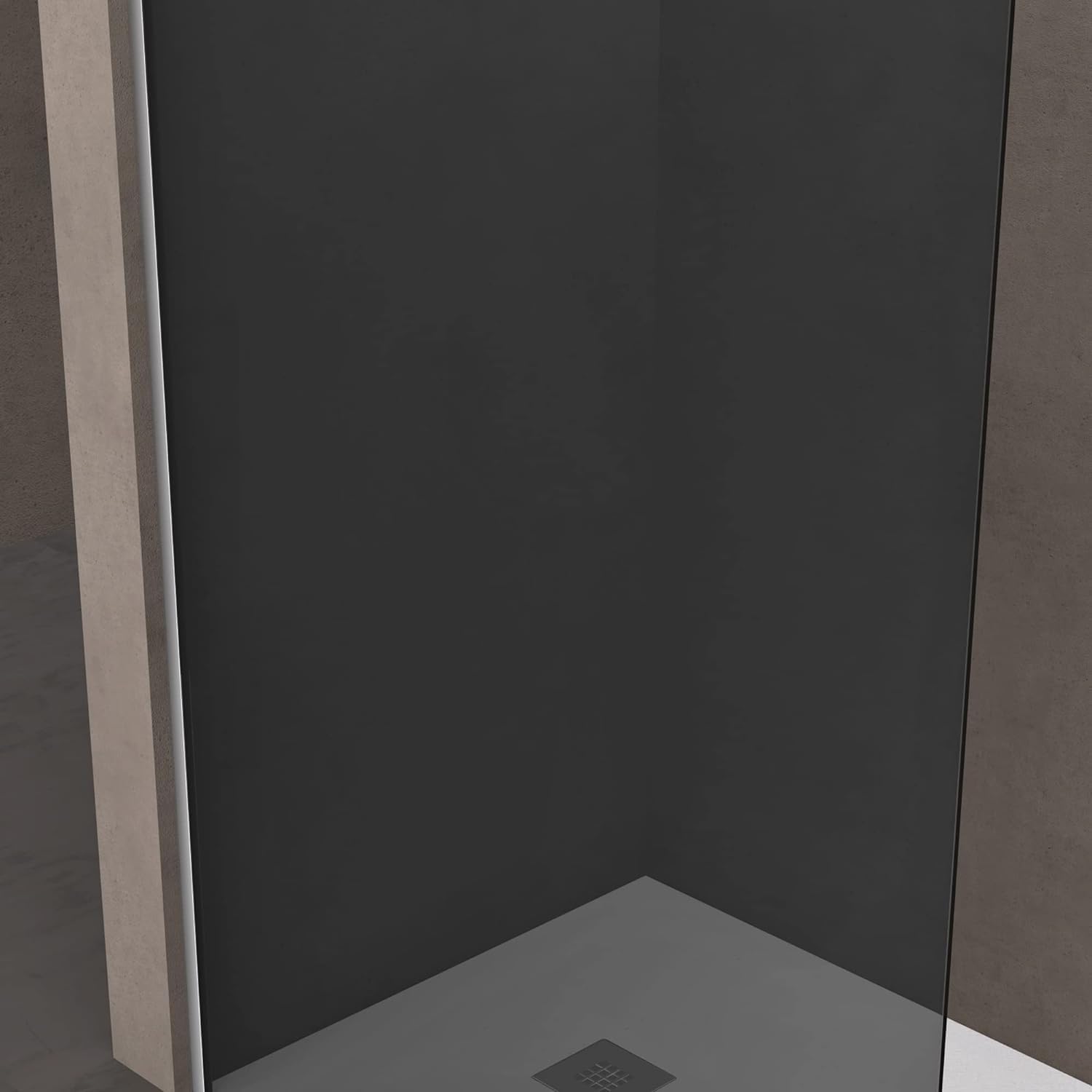 doporro Box Doccia Walk-In 80x200 cm, Parete Doccia Fissa in Vetro Temperato Fumé 10 mm con Barra Stabilizzatrice Regolabile e Profilo Cromato – Bremen02VG