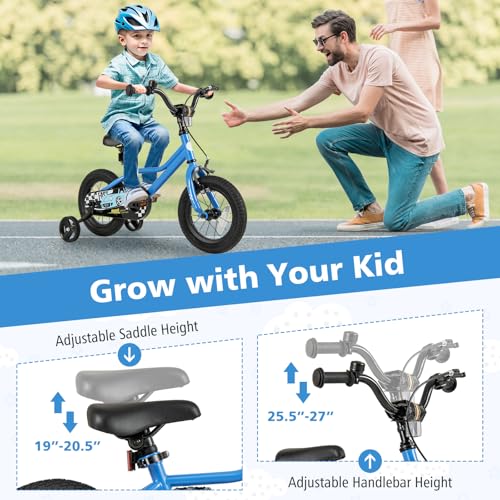 Image of BABY JOY Kids Bike, 12 14 16 18 Inches Car Pattern Sporty Bicycle w /Removable Training Wheels, Hand & Coaster Brakes, Adjustable Seat & Handlebar, Girls Boys Bike