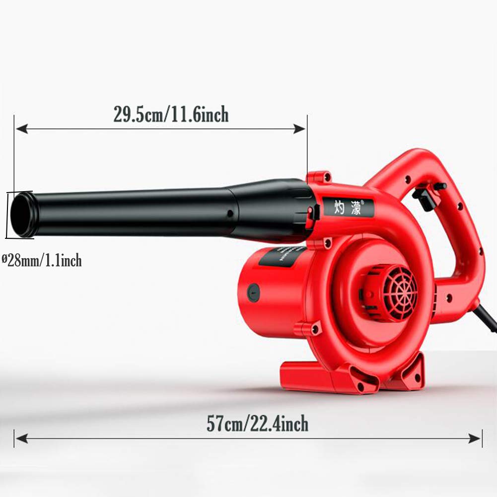 Soffiatore e aspirafoglie Elettrico, spazzatrice per la Pulizia del Giardino Soffiaggio/evacuazione della Neve, Cavo di Alimentazione da 8 m, Motore Turbo da 2800W, Rosso