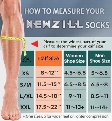 NEWZILL Medical Compression Socks for Women & Men, 20-30 mmHg Knee-High Support for Circulation, All-Day Comfort for Work Travel Running Cycling and Fitness (3-Pairs Black/Blue/Brown L/XL) - Thumbnail 2