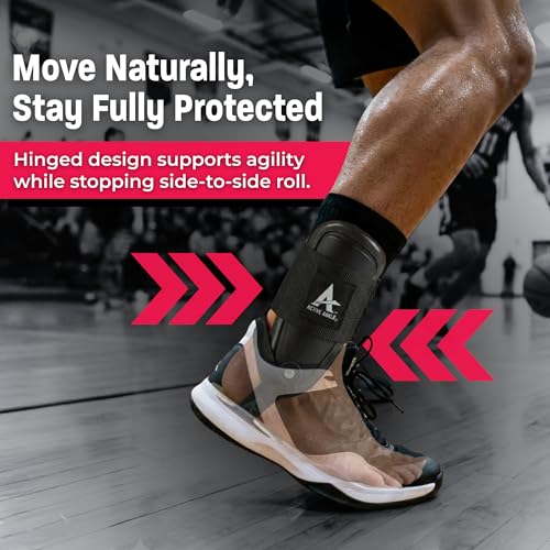 Image of Active Ankle T2 Ankle Brace, Black Ankle Support for Men & Women, Ankle Braces for Sprains, Stability, Volleyball, Cheerleading, Large