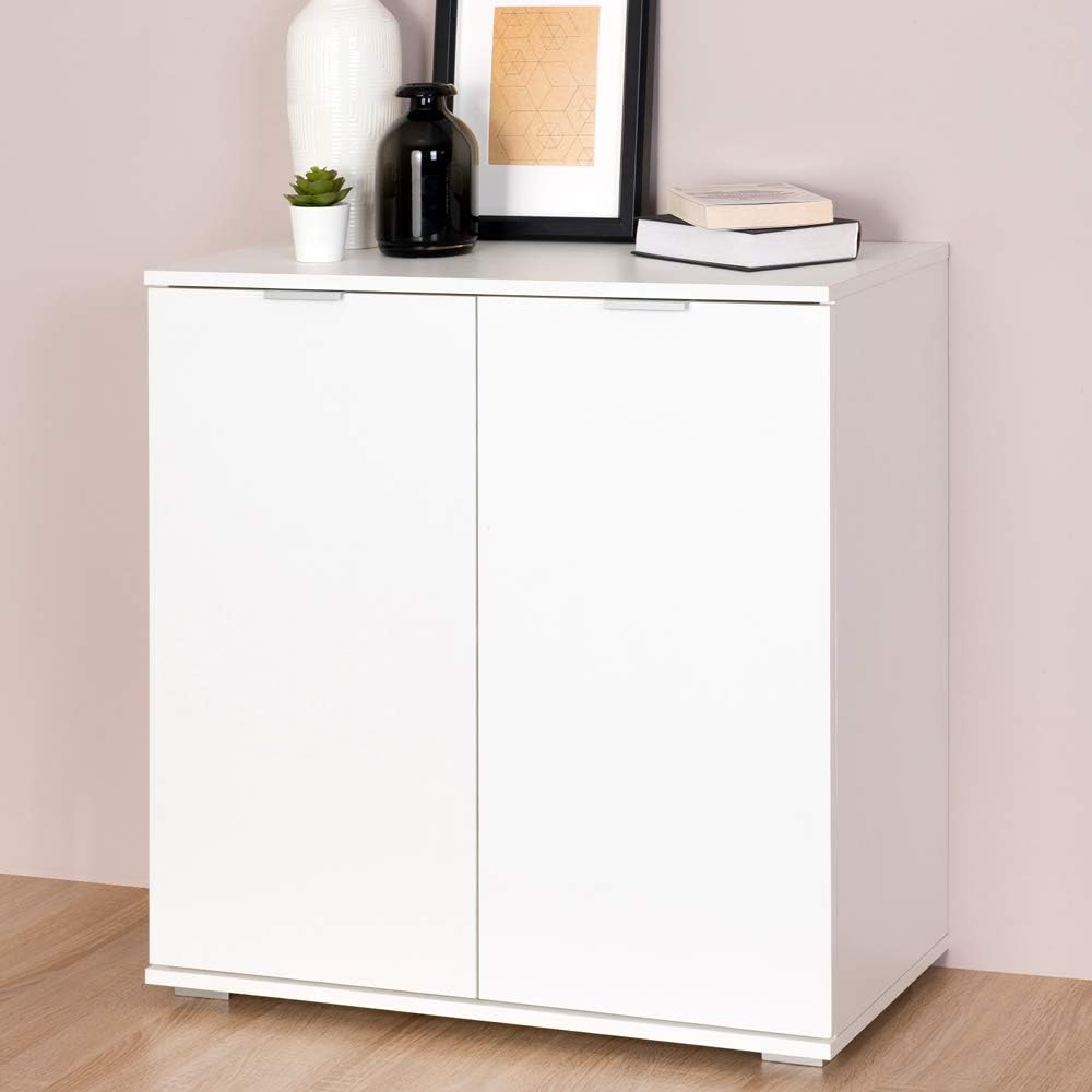 CS Schmal Cabinet Chest Of Drawers Sideboard Cupboard Doors Wooden Large Storage Shelf Unit Hallway Living Room MADE IN GERMANY? White