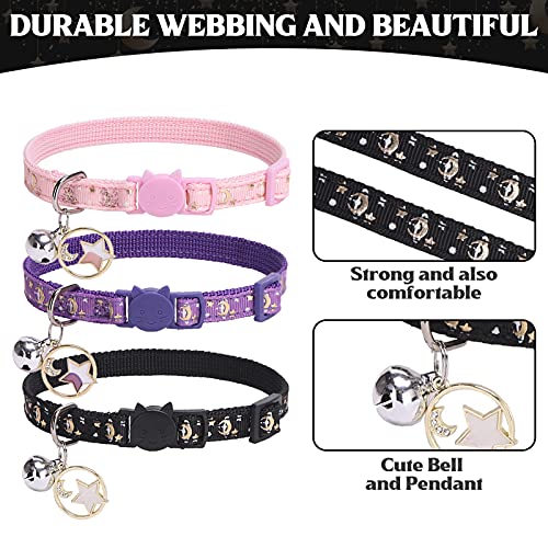 TAILGOO Breakaway Cat Collars with Bell - Star & Moon Pet Collar 3 Pack for Kittens Puppies and Tiny Pets - Image 6