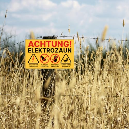 Weidezaun Schild Warnschild Elektro Zaun Füttern verboten & Betreten verboten 20x12 cm inklusive Kabelbinder (1)