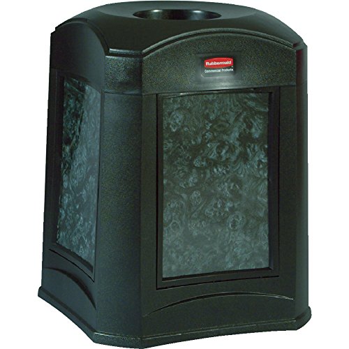 Image of Rubbermaid Commercial Products Landmark Store Front Container, Funnel Top with Panel Frame, 35 GAL, Black Plastic, Outdoor for Store Front /Gas Station /Convience Store