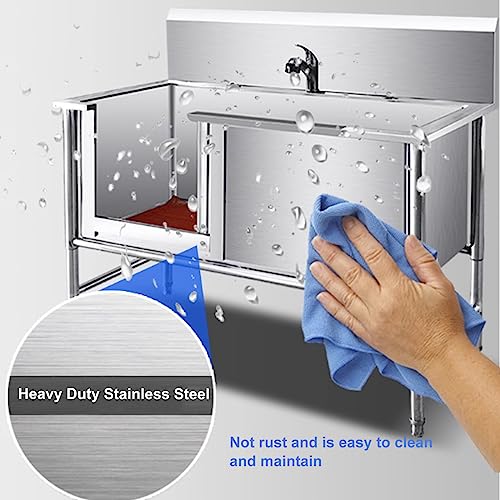 Vasca da bagno per cani in acciaio inox per toelettatura domestica, stazione di lavaggio per animali domestici con bacino profondo per una facile pulizia