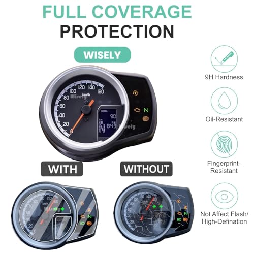Image of Wisely Premium Screen Guard for Honda H Ness CB 350 Bike Digital Meter Protector H NESS CB350 Instrument Cluster Speedometer Display Console accessories, Anti Scratch, HD Clear