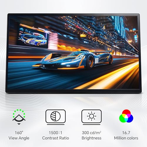 Image of 14 inch Portable Monitor Touchscreen, Anti-Scratch 1080P FHD Touch Screen with Built-in Kickstand & Stereo Speaker, 100% sRGB USB-C HDMI External Travel Monitor for Laptop Mac Phone PC