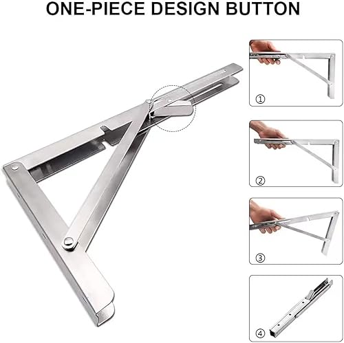 Miniatura 3 de Soportes plegables para estantes, soporte plegable de metal resistente para mesa de banco, bisagra de estante montado en la pared, ahorro de