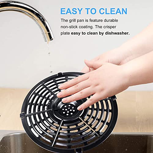 5Qt Round Air Fryer Grill Crisper Plate Tray For Powerxl Gowise Usa Air Fryers, 8.74In Upgraded Double-Layer Coating Air Fryer Grill Plate Pan Griller Rack Grate Insert For 5 Quart Air Fryers #TOP2