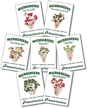 Microgreen Seeds Organic Mix - Microgreens Growing Kit - 7 Non GMO Varieties - Broccoli Raddish Mild Mix Spicy Mix and More