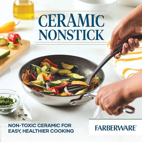 Image of Farberware Millennium Stainless Steel Nonstick Cookware Induction Pots and Pans Set, 10-Piece Kitchenware Set
