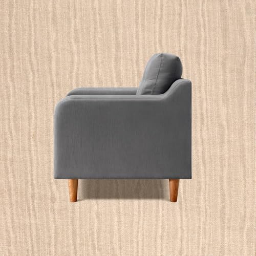 Image of Duroflex Ease Plus - 1 Seater Sofa Set for Living Room | 3 Year Warranty | Premium Wooden Frame Sofa | Anti-Pilling Fabric, Fade & Termite Resistant | Comfortable & Durable Couch - Steeple Grey