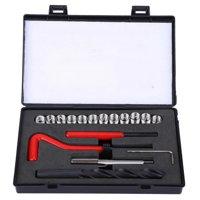 17PCS M10X1 Thread Repair Kit Stainless Steel Twist Drill Wrench Thread Insert Thread Insert Set