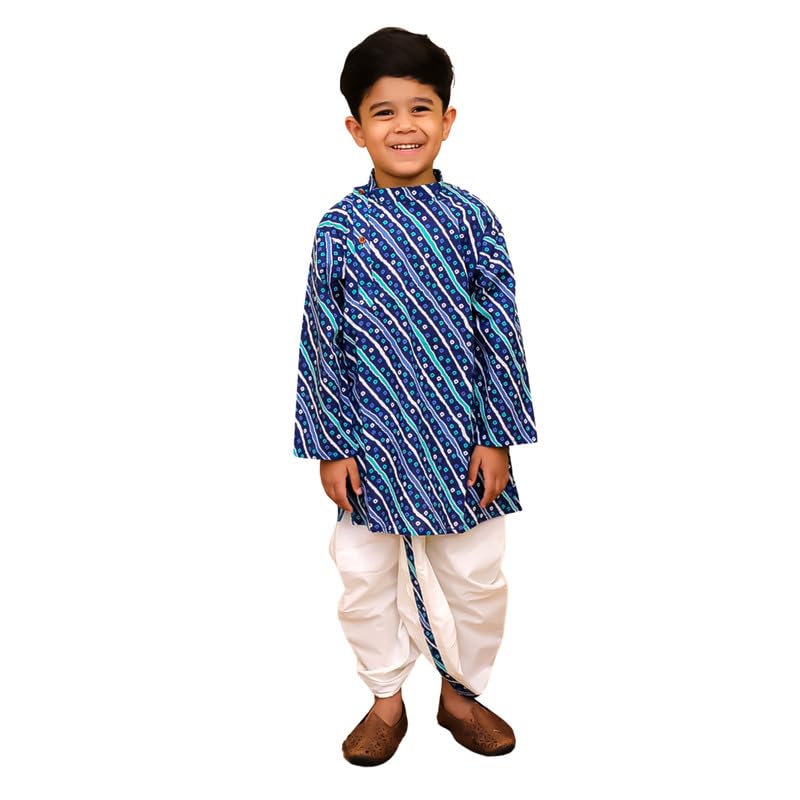 Image of superminis Boys Cotton Solid Jacket, Kurta Dhoti Set